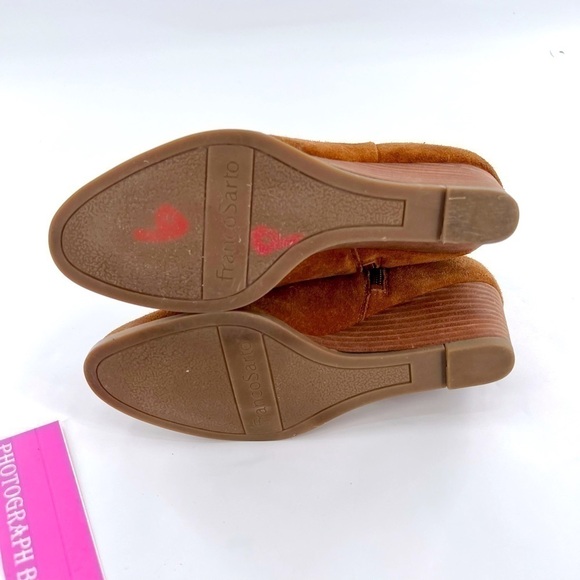 Franco Sarto ‘Winston’ Cognac Suede Wedge Ankle Bootie Size 7.5 M - Picture 14 of 15
